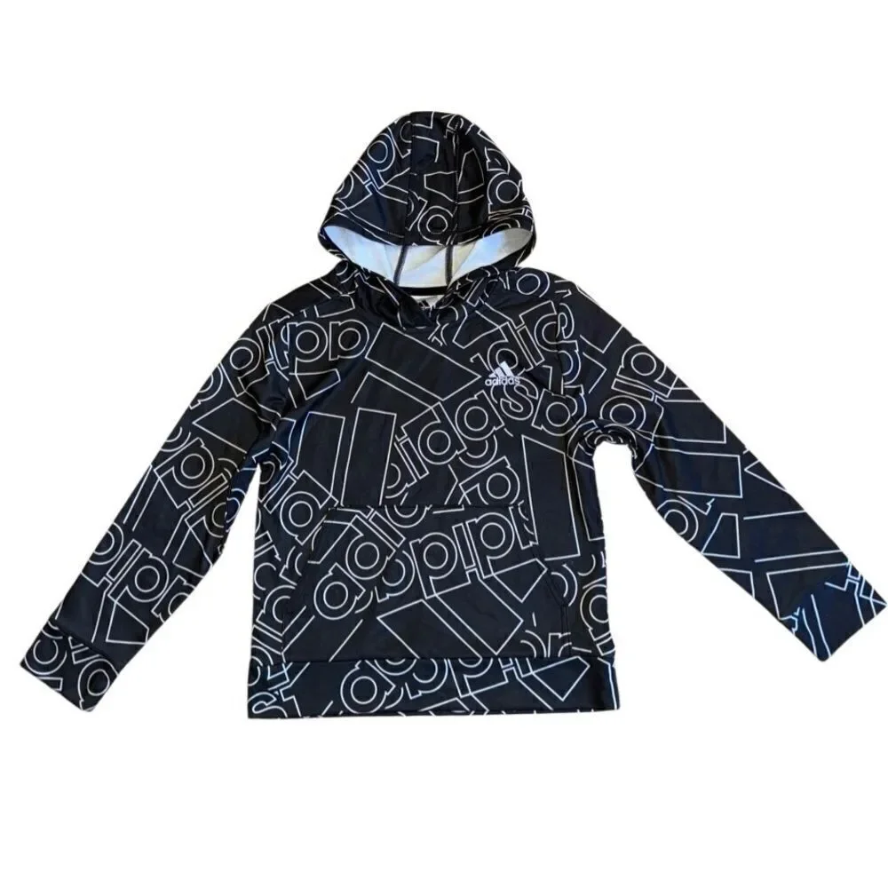 adidas Boys Outline Badge of Sport Hooded Tee - Size Small (8)
